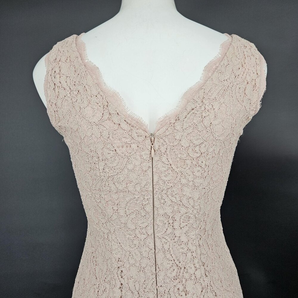 Adrianna Papell Dress Formal Gown 2 Pink Champagne Lace Sleeveless Sheath Maxi - Picture 8 of 16